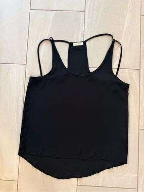 Annianna Black Sheer Layered Racerback Tank Top Women’s Large Flowy